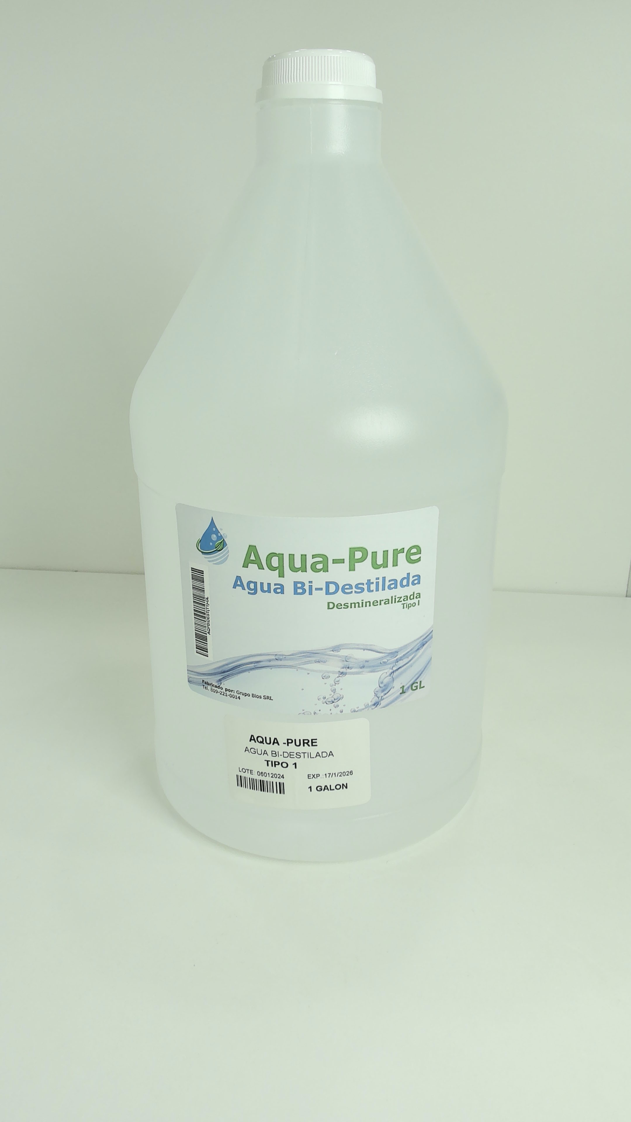 Agua Bi-Destilada, Desmineralizada, marca Aqua Pure