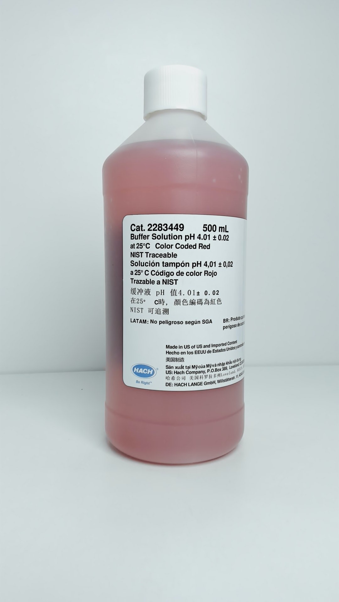 Solución buffer referencia pH 4.01 Roja, HACH (NIST) -