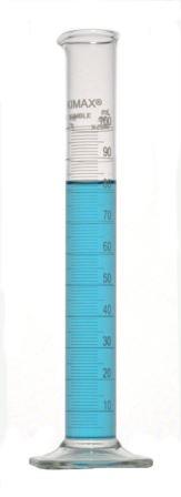 Cilindro de vidrio graduado, escala blanca 100ml