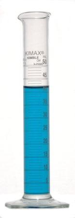 Cilindro graduado de cristal escala blanca de 50ml